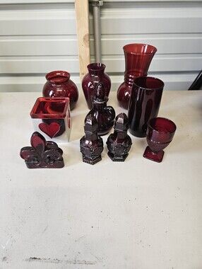 Deep Ruby Red Glass Home Accents Collection - Decorative Vases & Trinkets